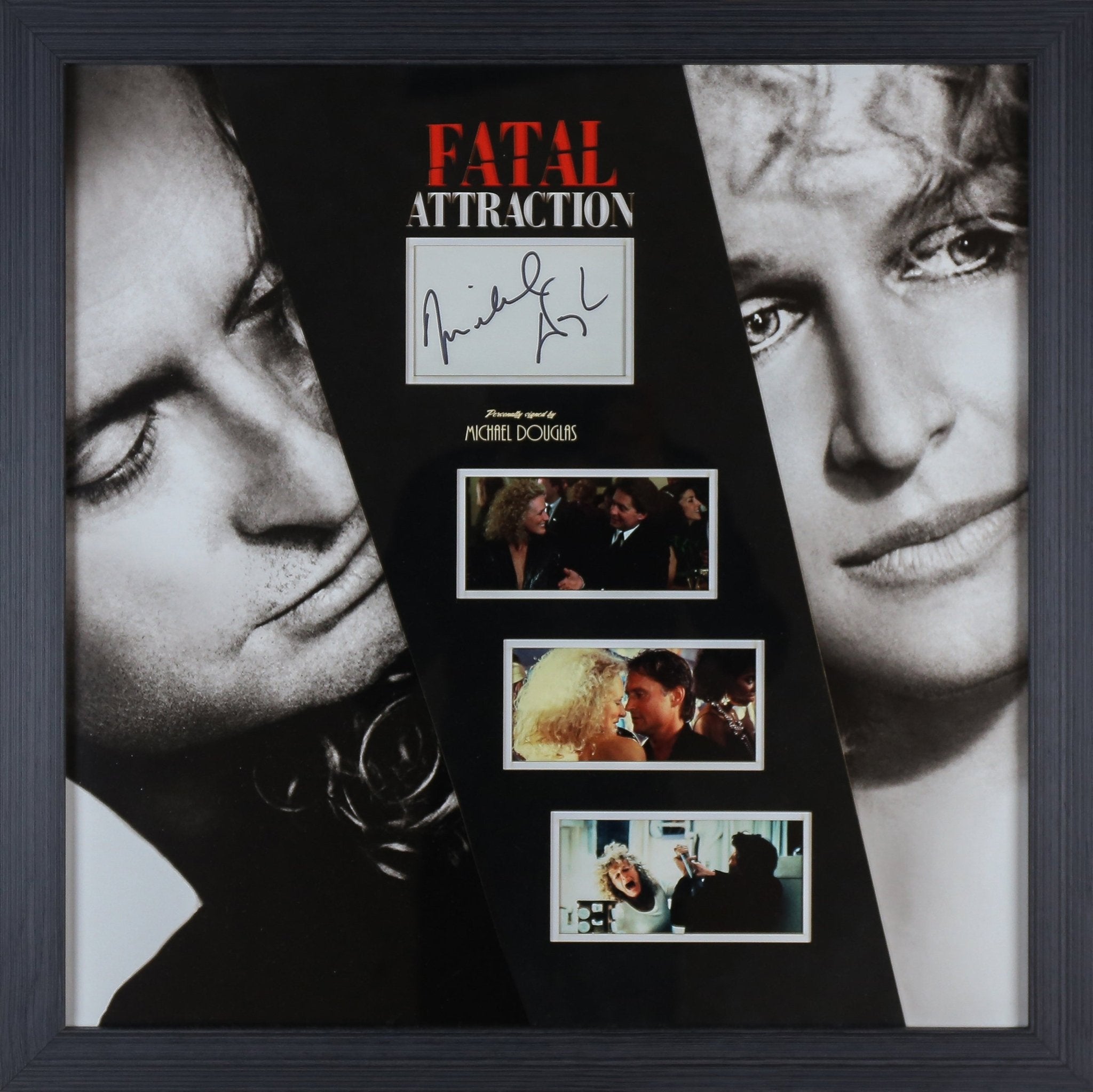 Michael Douglas Signed Fatal Attraction White card Framed Display - Memorabilia Framers Shop