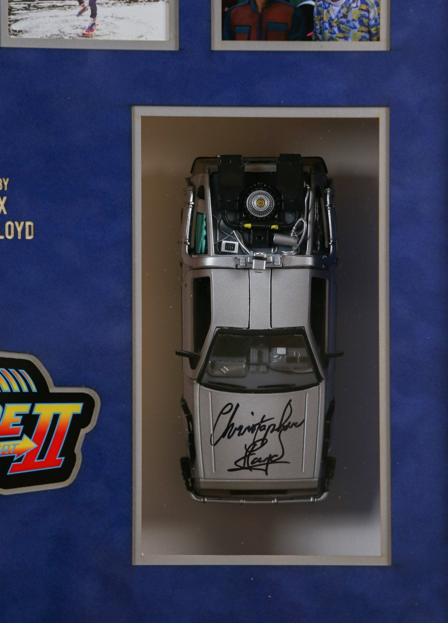 Michael J Foxx and Christopher Lloyd , Back To The Future Signed Framed Display With Hoverboard - Memorabilia Framers Shop