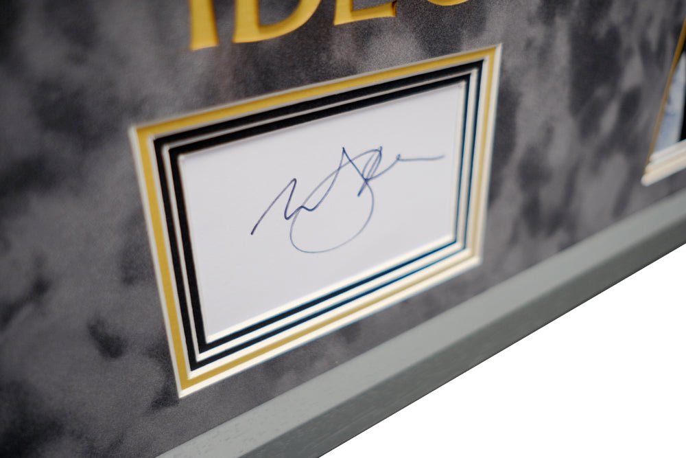 Monty Python Star Eric Idle signed white card display - Memorabilia Framers Shop