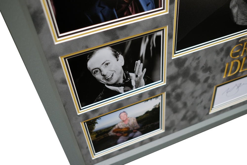 Monty Python Star Eric Idle signed white card display - Memorabilia Framers Shop