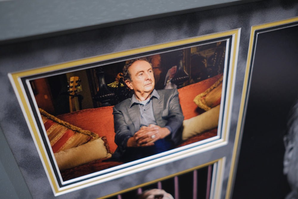 Monty Python Star Eric Idle signed white card display - Memorabilia Framers Shop