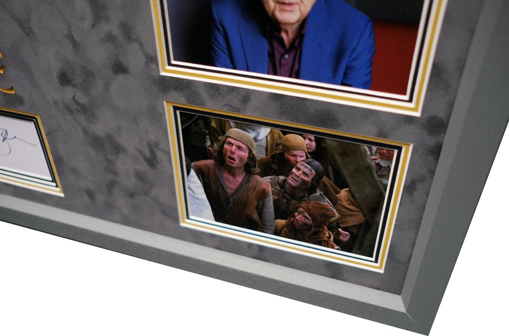 Monty Python Star Eric Idle signed white card display - Memorabilia Framers Shop