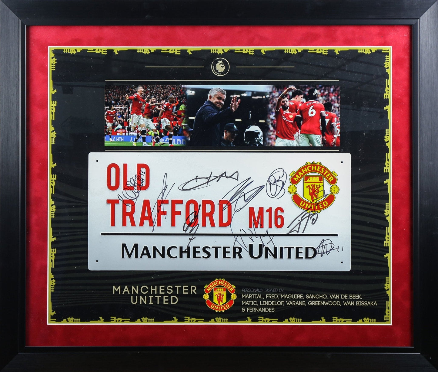 Multi Signed Man United Roadsign Framed Display - Memorabilia Framers Shop