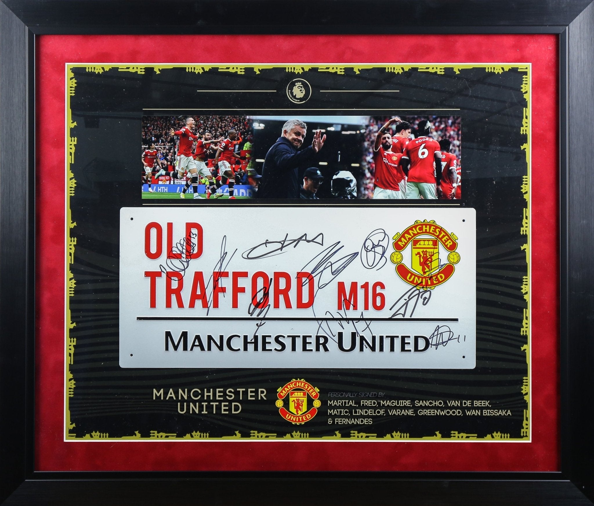 Multi Signed Man United Roadsign Framed Display - Memorabilia Framers Shop