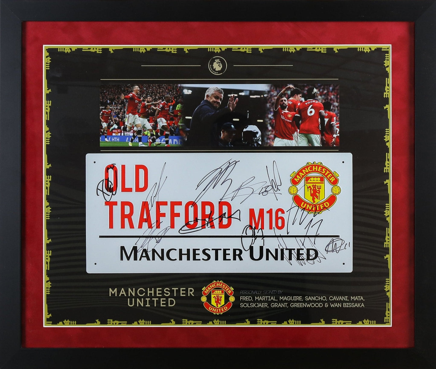 Multi Signed Man United Roadsign Framed Display - Memorabilia Framers Shop