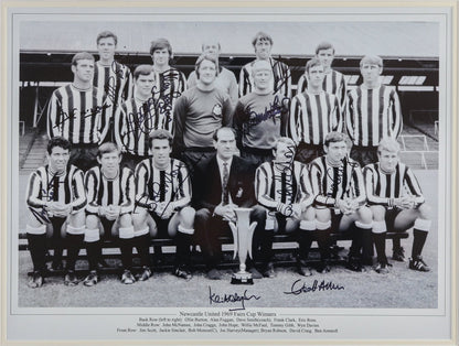 Newcastle United 1969 Fairs Cup Winners Signed 12x16 Photograph Framed Display, Signed by 12 - Memorabilia Framers Shop
