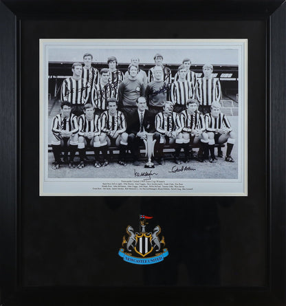 Newcastle United 1969 Fairs Cup Winners Signed 12x16 Photograph Framed Display, Signed by 12 - Memorabilia Framers Shop