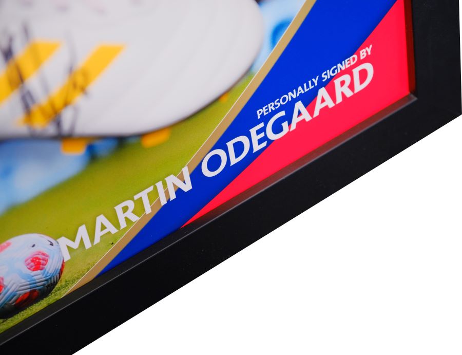 Odegaard Signed Arsenal Boot Framed Display - Memorabilia Framers Shop
