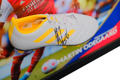Odegaard Signed Arsenal Boot Framed Display - Memorabilia Framers Shop