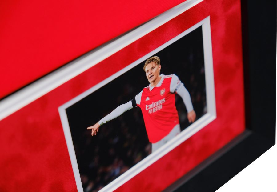 Odegaard Signed Arsenal Shirt Framed Display - Memorabilia Framers Shop