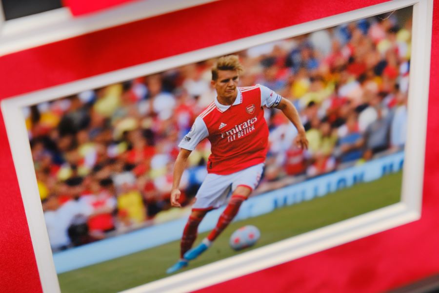 Odegaard Signed Arsenal Shirt Framed Display - Memorabilia Framers Shop