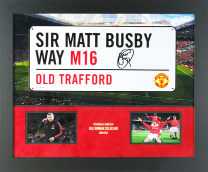 Ole Gunnar Solskjær Signed Roadsign Framed Display