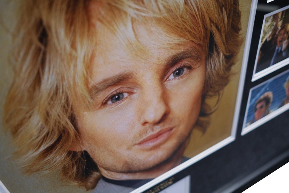 Owen Wilson tribute signed white card - Memorabilia Framers Shop