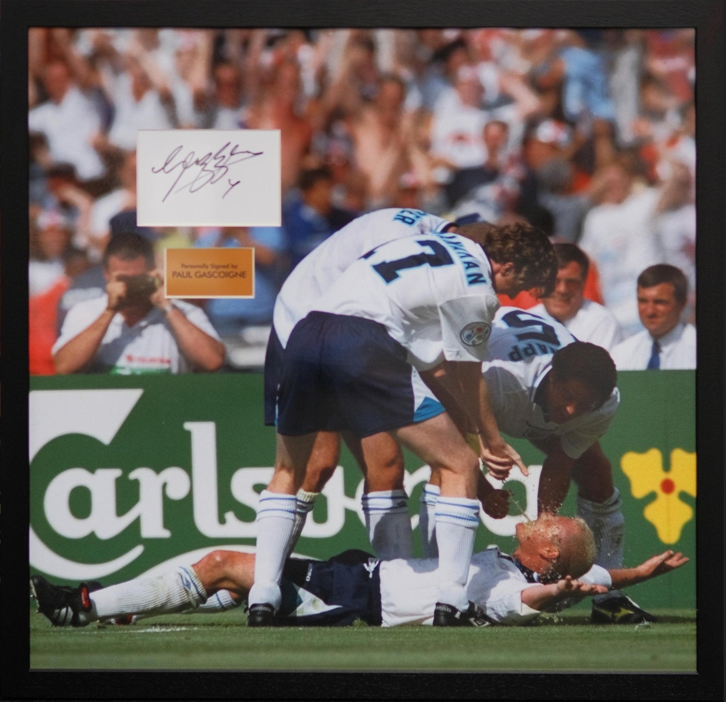 Paul Gascogine Signed White Card Framed Display - Memorabilia Framers Shop