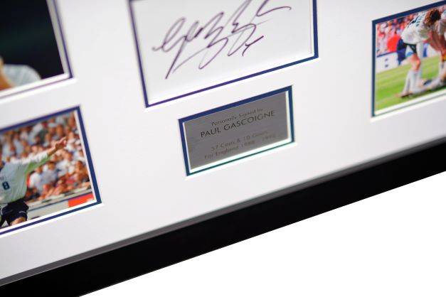 Paul Gascoigne Signed White Card Display England - Memorabilia Framers Shop