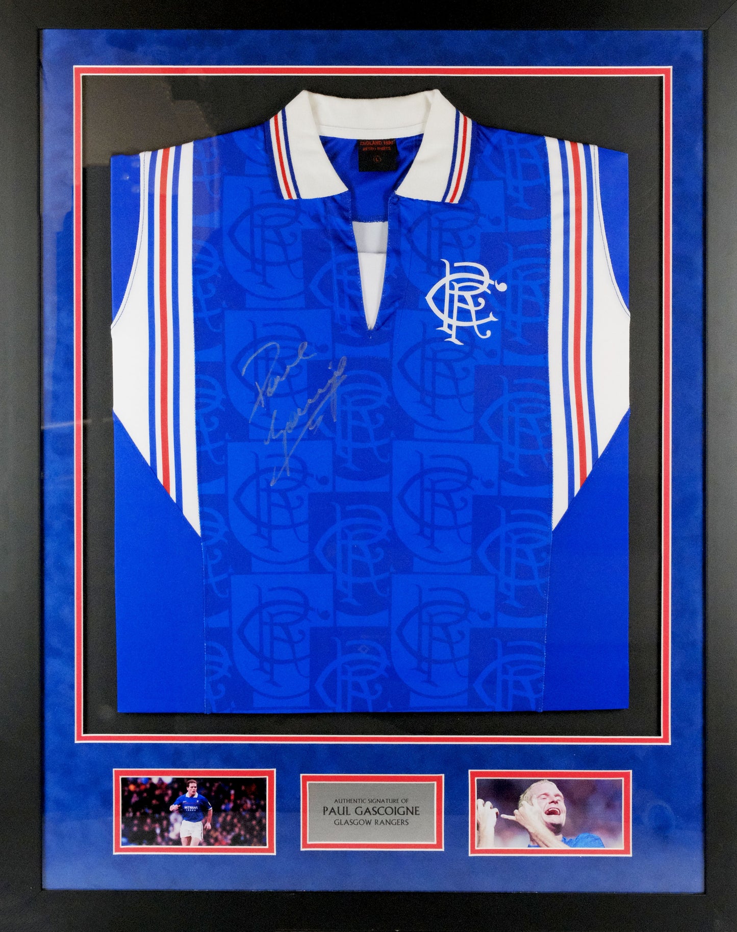 Paul Gascoigne Signed Shirt Framed Display