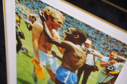 Pele and Bobby Moore signed Photograph with Silver Plaque Framed Display - Memorabilia Framers Shop