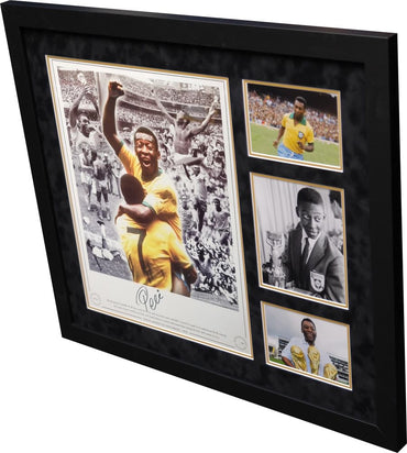 Pele Signed 1970 World Cup Montage Photograph Display - Memorabilia Framers Shop