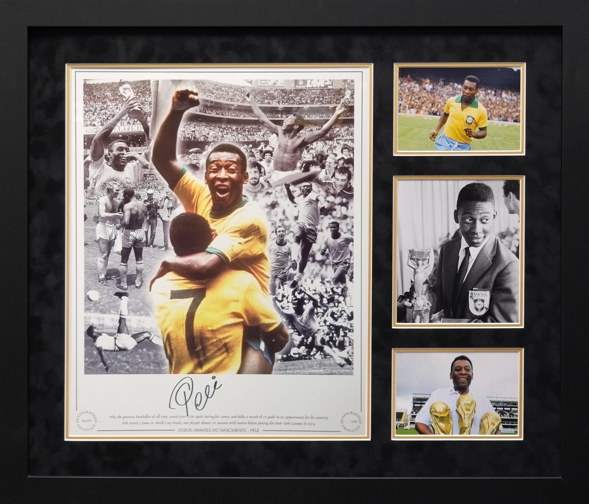 Pele Signed 1970 World Cup Montage Photograph Display - Memorabilia Framers Shop