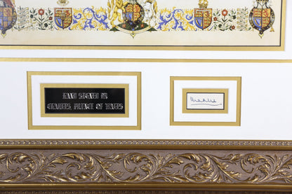 Prince Charles Signed Historical Document Framed Display with Family Tree - Memorabilia Framers Shop
