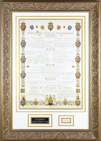 Prince Charles Signed Historical Document Framed Display with Family Tree - Memorabilia Framers Shop
