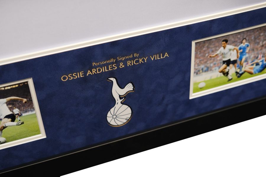 Ricky Villa and Ossie Ardiles Signed Spurs Shirt Framed Display - Memorabilia Framers Shop