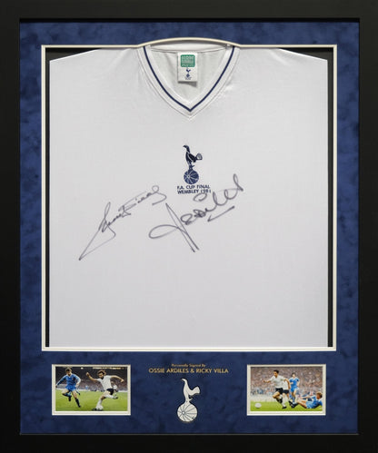 Ricky Villa and Ossie Ardiles Signed Spurs Shirt Framed Display - Memorabilia Framers Shop