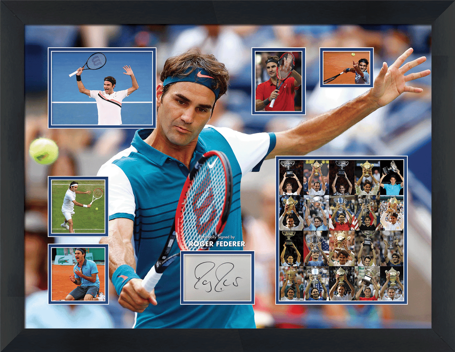 Roger Federer Signed White card Framed Display - Memorabilia Framers Shop