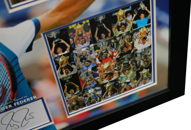 Roger Federer Signed White card Framed Display - Memorabilia Framers Shop