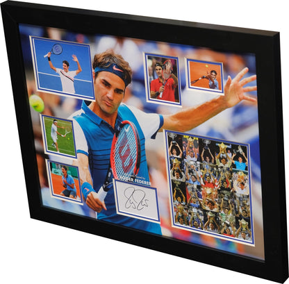 Roger Federer Signed White card Framed Display - Memorabilia Framers Shop