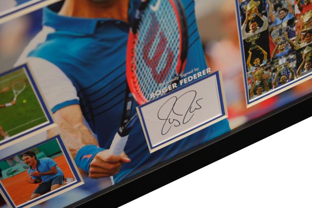 Roger Federer Signed White card Framed Display - Memorabilia Framers Shop