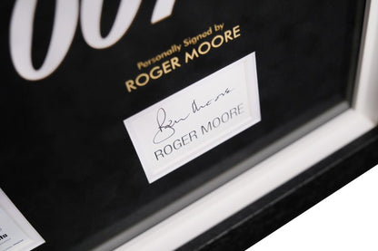 Roger Moore, 007 Signed White Card Photograph Framed Display - Memorabilia Framers Shop