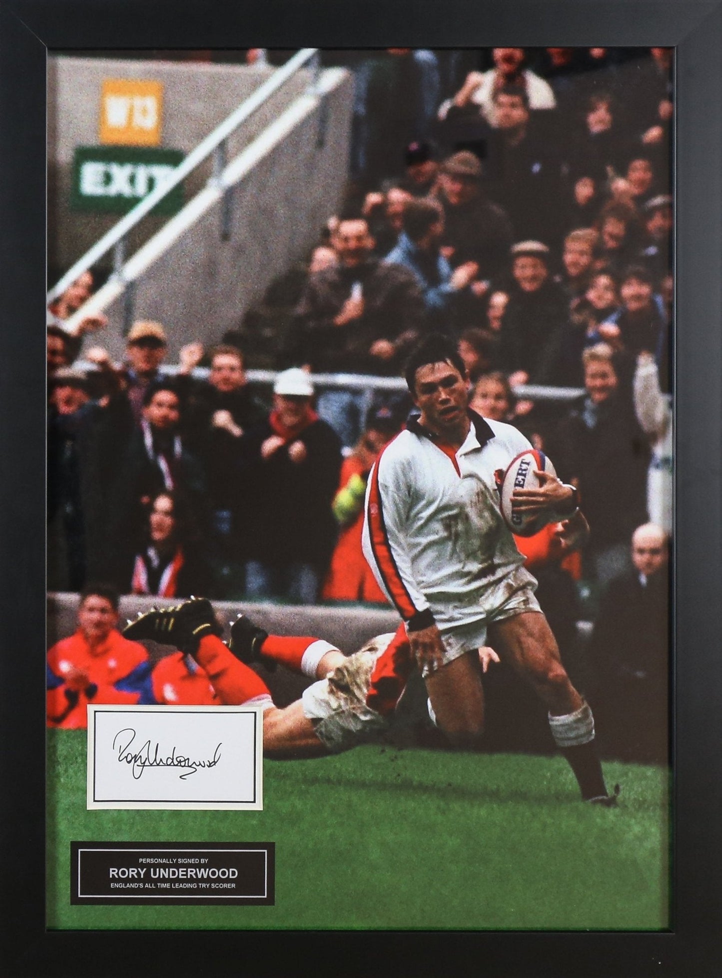 Rory Underwood Signed Whitecard Framed Display - Memorabilia Framers Shop