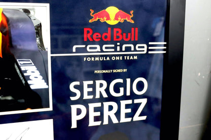 Segio Perez Signed White Card Framed Display - Memorabilia Framers Shop