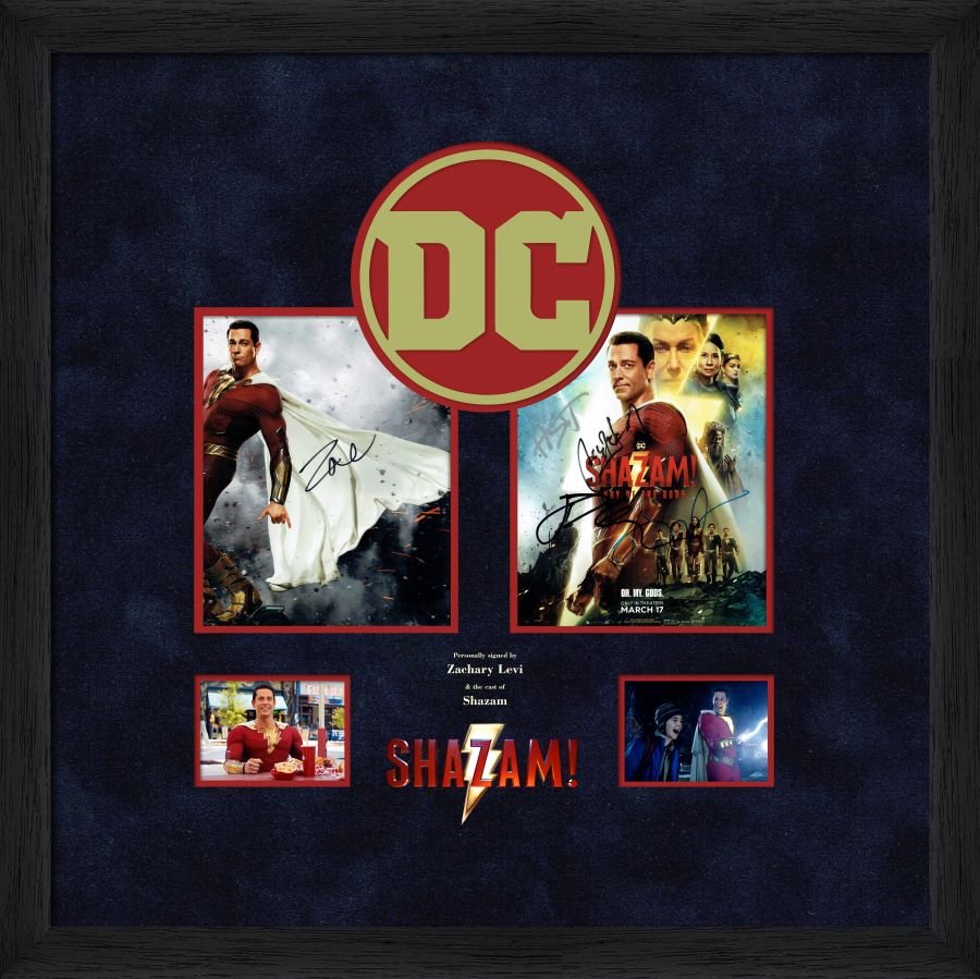 Shazam Multi Signed Photograph Display Signed by Zachary Levi - Memorabilia Framers Shop