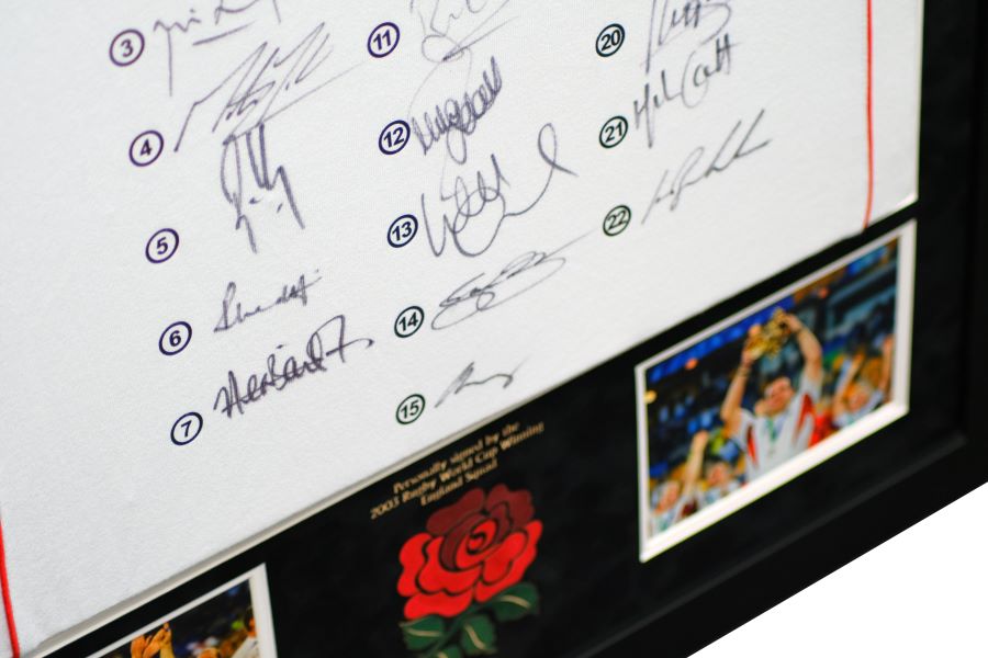Signed Rugby 2003 winners Jersey - Memorabilia Framers Shop