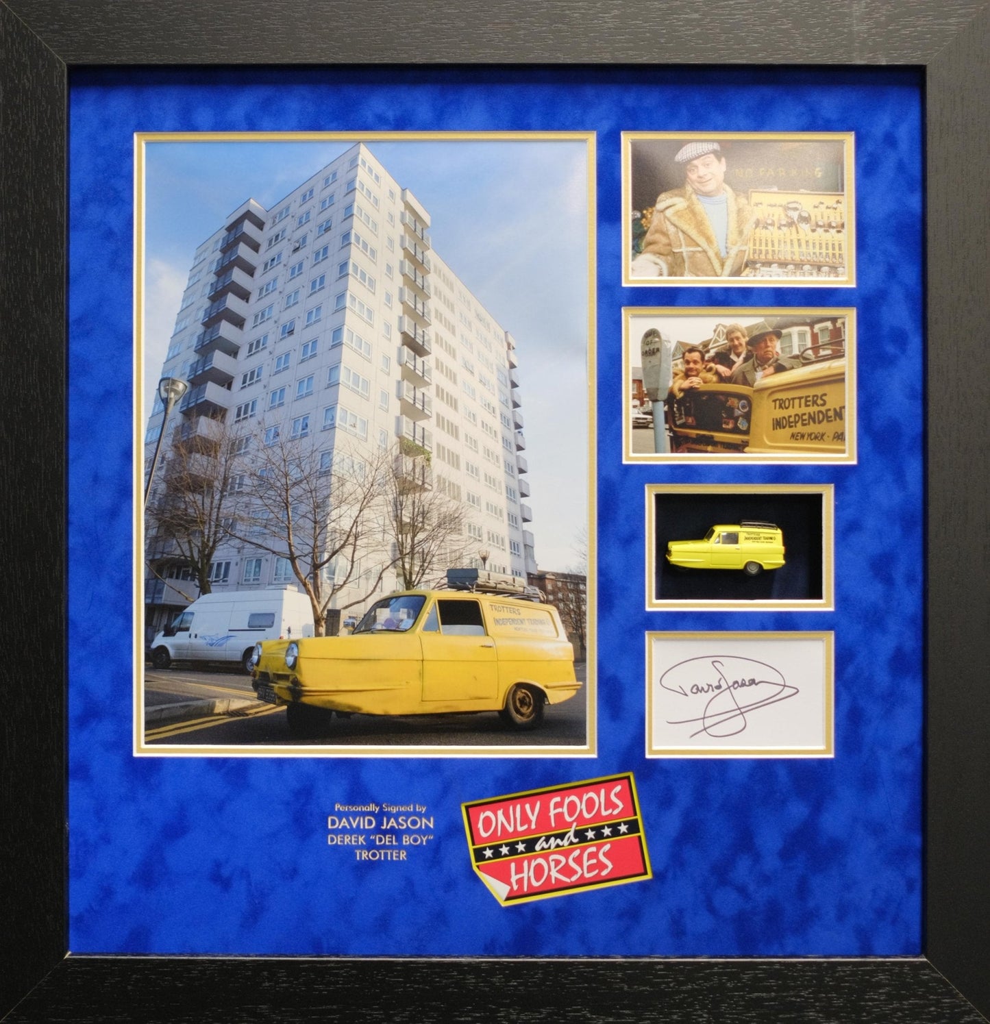 Sir David Jason signed white card - Only Fools and Horses - Memorabilia Framers Shop