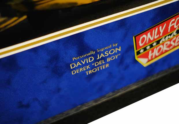 Sir David Jason signed white card - Only Fools and Horses - Memorabilia Framers Shop