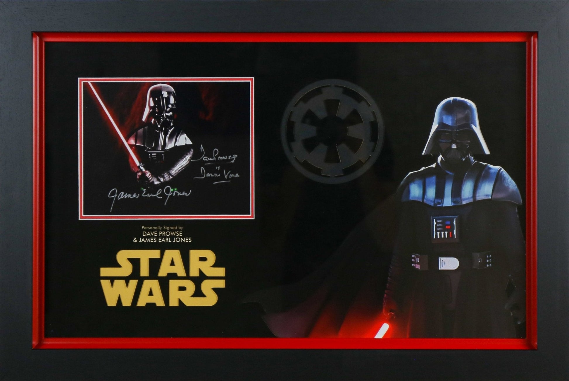 Sir James Earl Jones & Dave Prowse, Star Wars Signed 12x8 Framed Display - Memorabilia Framers Shop