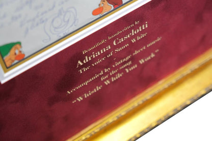 Snow White Written Letter Display Signed by Adriana Caselotti - Memorabilia Framers Shop
