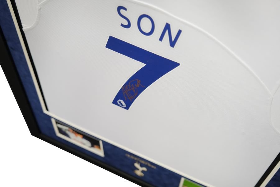 Son Heung-Min Signed Spurs Shirt Framed Display - Memorabilia Framers Shop