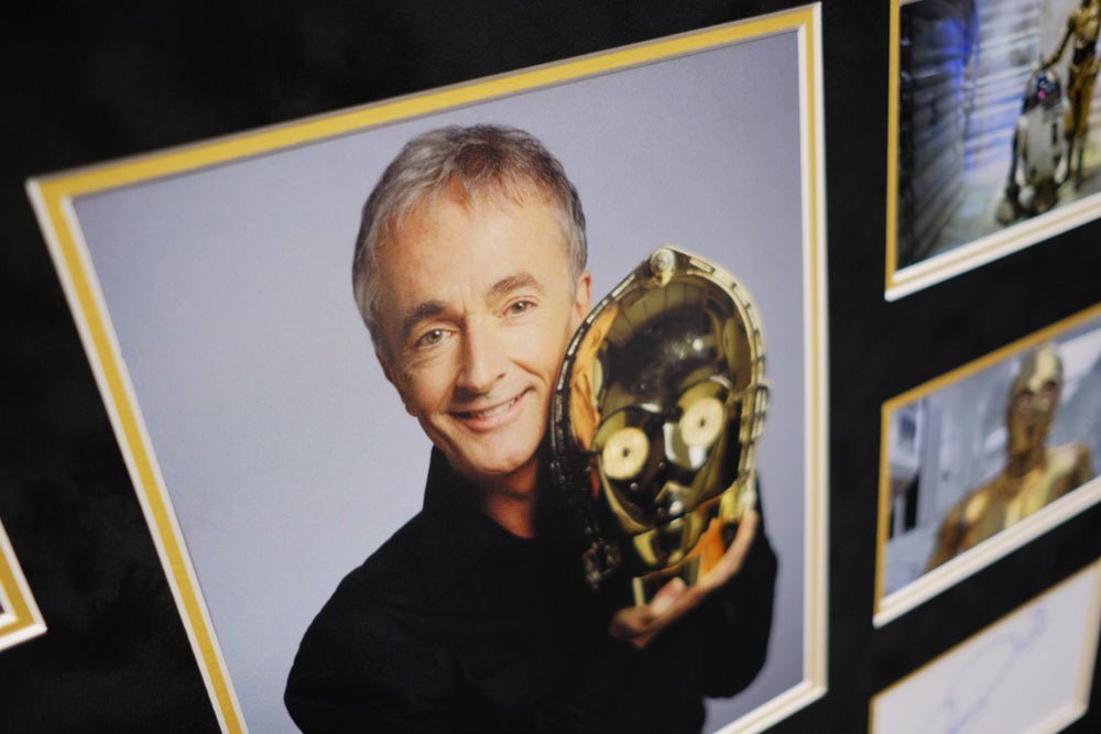 Starwars C3P0 signed white card by Anthony Daniels - Memorabilia Framers Shop