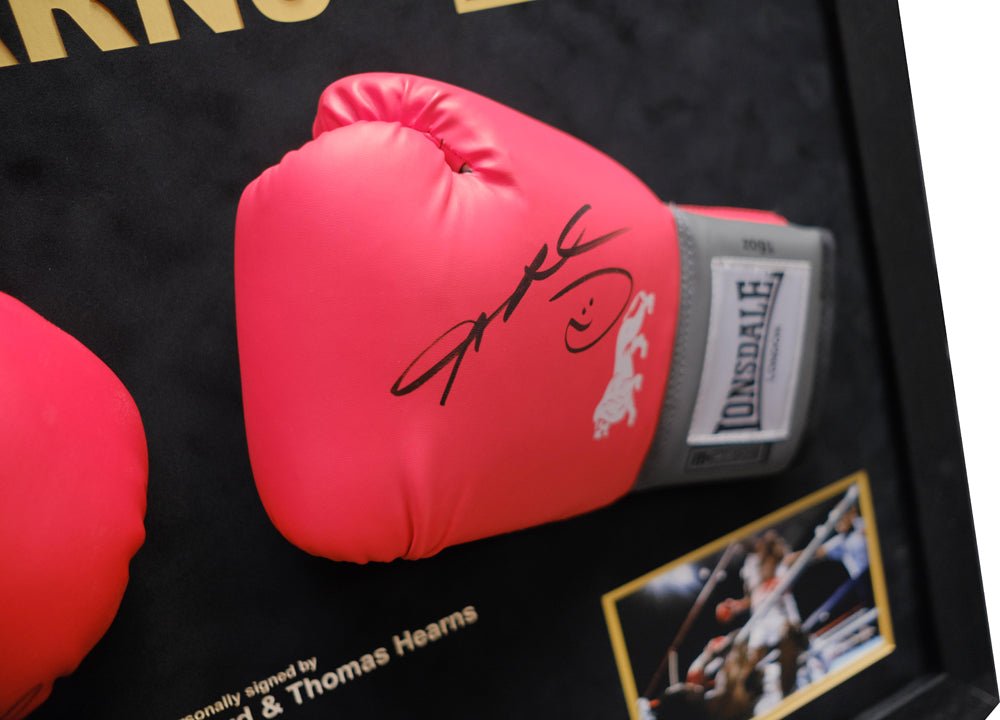 Sugar Ray Leonard vs. Thomas Hearns Gloves Framed Display - Memorabilia Framers Shop
