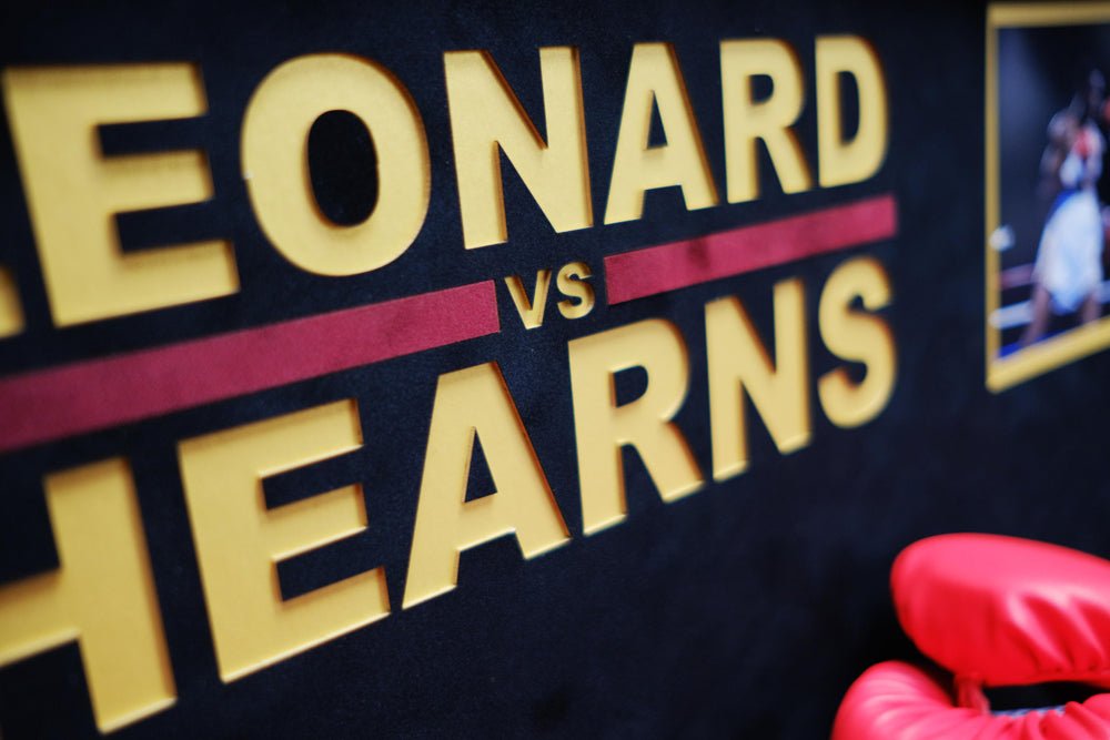 Sugar Ray Leonard vs. Thomas Hearns Gloves Framed Display - Memorabilia Framers Shop