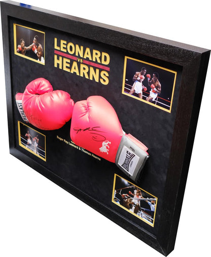 Sugar Ray Leonard vs. Thomas Hearns Gloves Framed Display - Memorabilia Framers Shop