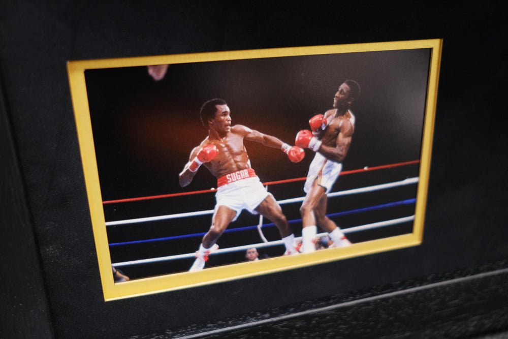 Sugar Ray Leonard vs. Thomas Hearns Gloves Framed Display - Memorabilia Framers Shop