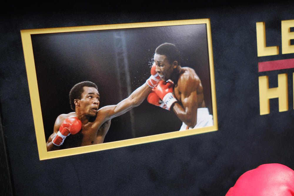 Sugar Ray Leonard vs. Thomas Hearns Gloves Framed Display - Memorabilia Framers Shop