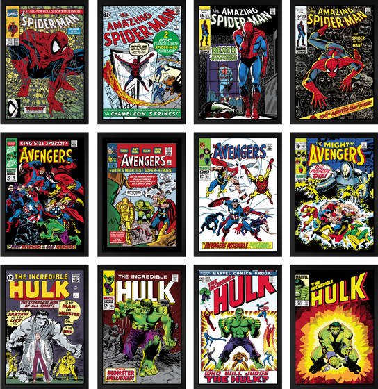 Superheroes - Set of 12 Comic Lithographs Signed by Stan Lee - Memorabilia Framers Shop