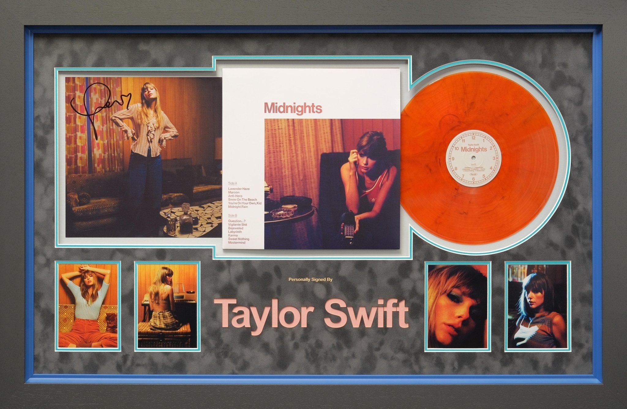 Taylor Swift Signed Blood Moon Vinyl Midnights Album Vinyl Display - Memorabilia Framers Shop
