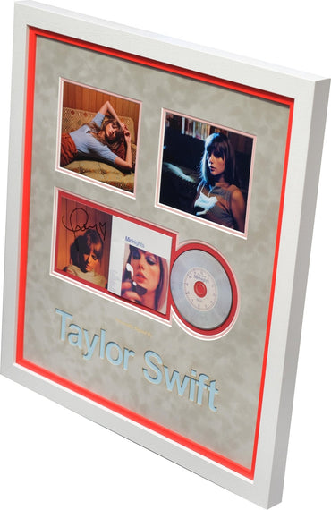 Taylor Swift Signed Midnight Album Record Display with Red Detail and Blue Laser Cut - Memorabilia Framers Shop